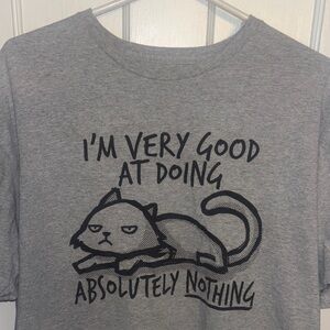 Unisex XL Lazy Cat Gray T-Shirt